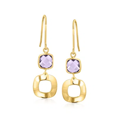 Ross-simons Amethyst Geometric Drop Earrings In 10kt Yellow Gold In Multi