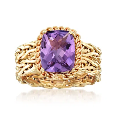 Ross-simons Amethyst Woven Ring In 14kt Yellow Gold In Purple