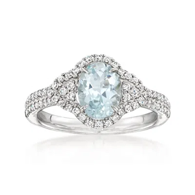 Ross-simons Aquamarine And . Diamond Ring In 14kt White Gold In Metallic
