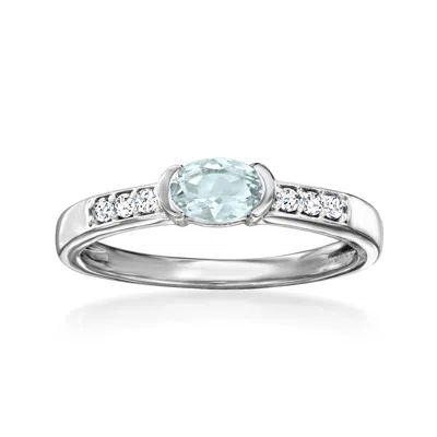 Ross-simons Aquamarine And . White Zircon Ring In Sterling Silver In Purple