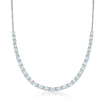 Ross-simons Aquamarine Graduated Collar Necklace In Sterling Silver In Metallic