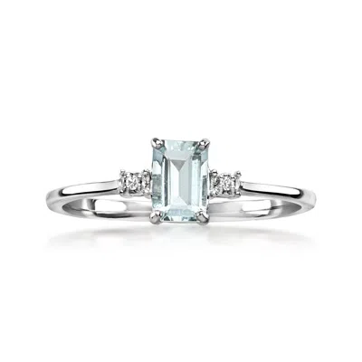 Ross-simons Aquamarine Ring With Diamonds In 10kt White Gold