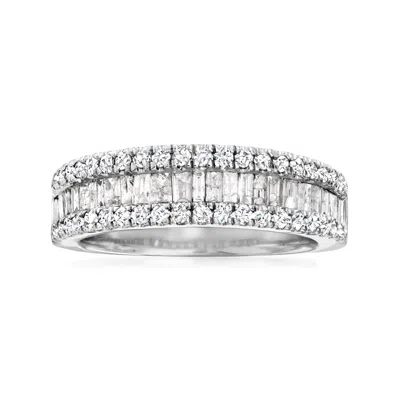 Ross-simons Baguette And Round Diamond Ring In Sterling Silver