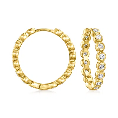 Ross-simons Bezel-set Cz Hoop Earrings In 18kt Gold Over Sterling In Multi