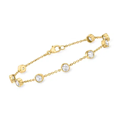 Ross-simons Bezel-set Cz Station Bracelet In 18kt Gold Over Sterling In Silver