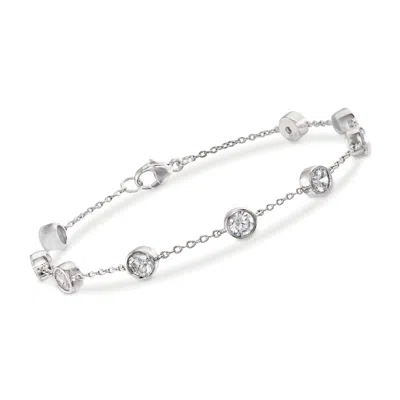 Ross-simons Bezel-set Cz Station Bracelet In Sterling Silver In Metallic