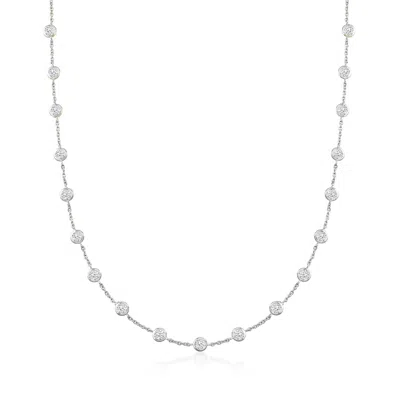 Ross-simons Bezel-set Cz Station Necklace In Sterling Silver In Metallic