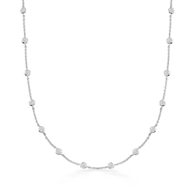 Ross-simons Bezel-set Cz Station Necklace In Sterling Silver In Multi