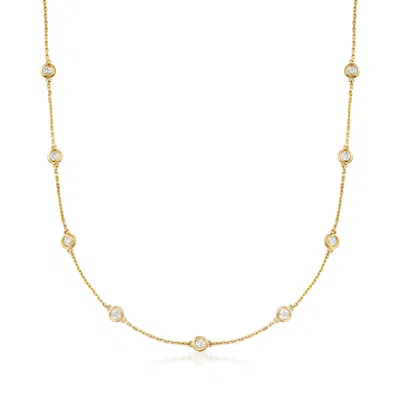 Ross-simons Bezel-set Diamond Station Necklace In 18kt Gold Over Sterling In Multi