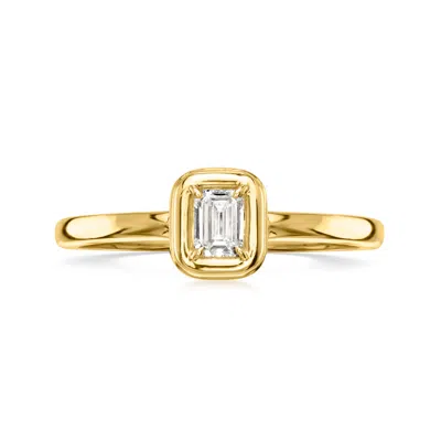 Ross-simons Bezel-set Emerald-cut Lab-grown Diamond Ring In 10kt Yellow Gold