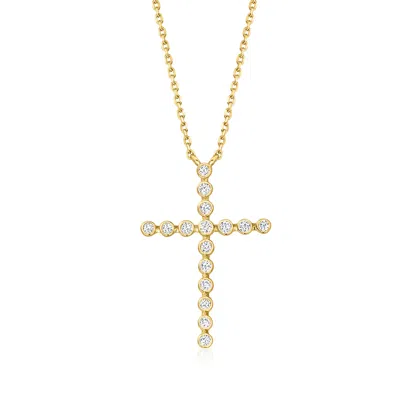 Ross-simons Bezel-set Lab-grown Diamond Cross Necklace In 18kt Gold Over Sterling