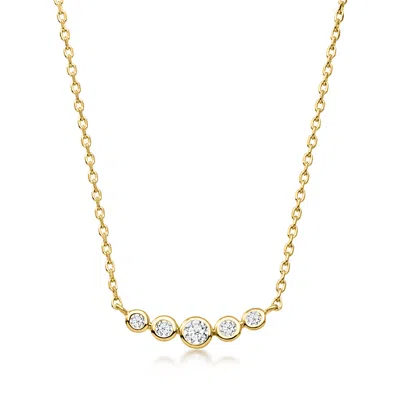 Ross-simons Bezel-set Lab-grown Diamond Necklace In 18kt Gold Over Sterling In Green