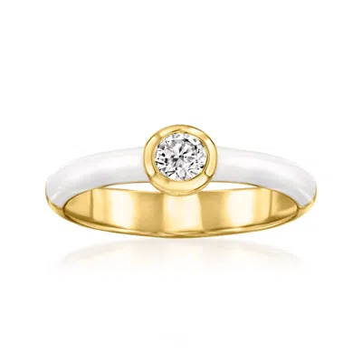 Ross-simons Bezel-set Lab-grown Diamond Ring With White Enamel In 18kt Gold Over Sterling In Silver