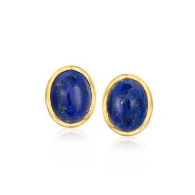 Ross-simons Bezel-set Lapis Stud Earrings In 18kt Gold Over Sterling In Brown