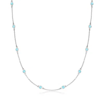 Ross-simons Bezel-set Swiss Blue Topaz Station Necklace In Sterling Silver In Metallic