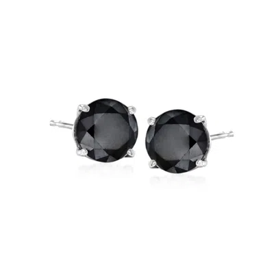 Ross-simons Black Diamond Stud Earrings In Sterling Silver In Metallic