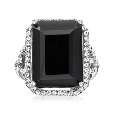 Ross-simons Black Onyx And White Topaz Ring In Sterling Silver