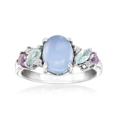 Ross-simons Blue Chalcedony And Pastel Multi-gemstone Ring In Sterling Silver