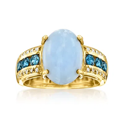 Ross-simons Blue Opal Ring With .90 Ct. T.w. London Blue And White Topaz In 18kt Gold Over Sterling