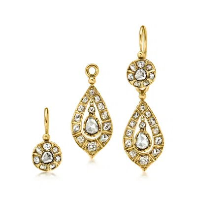 Pre-owned Ross-simons C. 1900 Vintage 2.00 Ct. T.w. Diamond Day/night Earrings In 18kt Yellow Gold