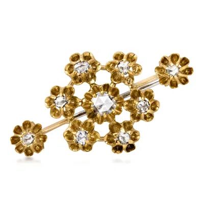 Pre-owned Ross-simons C. 1900 Vintage .40 Ct. T.w. Diamond Flower Pin In 14kt Yellow Gold