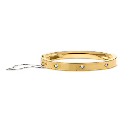 Pre-owned Ross-simons C. 1900 Vintage Gold-filled Bangle Bracelet With .30 Ct. T.w. Simulated White Zircon