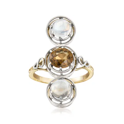 Pre-owned Ross-simons C. 1900 Vintage Moonstone And 1.45 Carat Brown Zircon Ring In Platinum And 14kt Yellow Gold