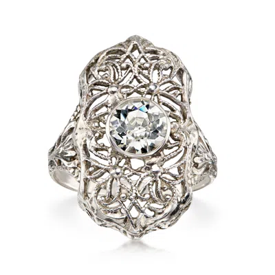 Pre-owned Ross-simons C. 1950 Vintage 1.25 Carat Simulated White Spinel Filigree Ring In Sterling Silver