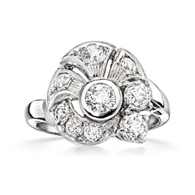 Pre-owned Ross-simons C. 1950 Vintage 1.25 Ct. T.w. Diamond Swirl Ring In Platinum In Silver