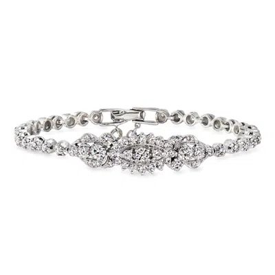 Pre-owned Ross-simons C. 1950 Vintage 3.30 Ct. T.w. Diamond Bracelet In 14kt White Gold In Silver