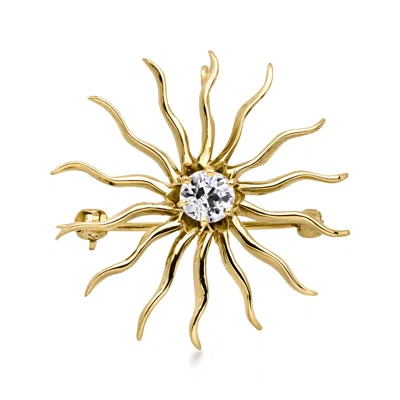 Pre-owned Ross-simons C. 1950 Vintage .45 Carat Diamond Sunburst Pin In 10kt Yellow Gold