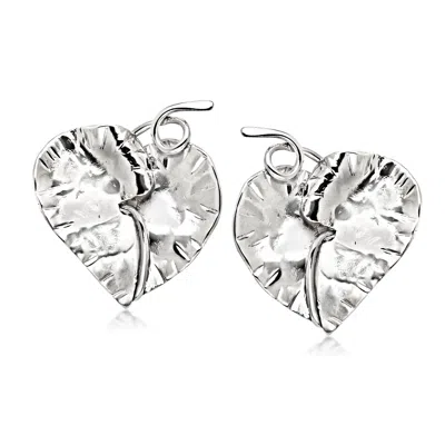 Pre-owned Ross-simons C. 1950 Vintage Sterling Silver Leaf Earrings
