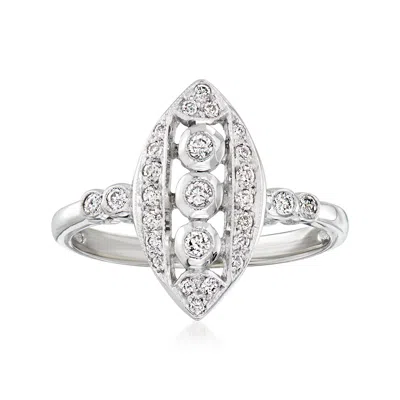 Pre-owned Ross-simons C. 1960 Vintage .25 Ct. T.w. Diamond Openwork Ring In 18kt White Gold In Silver