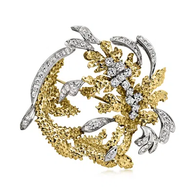 Pre-owned Ross-simons C. 1960 Vintage 2.50 Ct. T.w. Diamond Swirl Pin In 18kt Two-tone Gold In Gold,silver