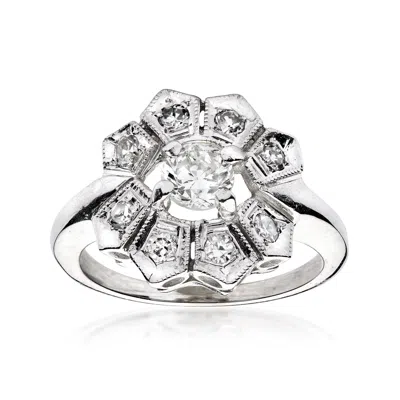 Pre-owned Ross-simons C. 1960 Vintage .60 Ct. T.w. Diamond Filigree Ring In 14kt White Gold In Silver