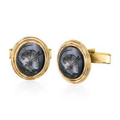Pre-owned Ross-simons C. 1960 Vintage Hematite Intaglio Cuff Links In 14kt Yellow Gold