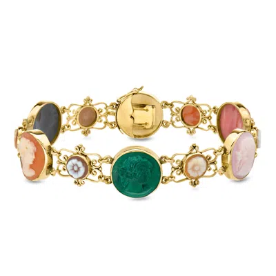 Pre-owned Ross-simons C. 1960 Vintage Multi-gemstone Cameo Bracelet In 12kt Yellow Gold