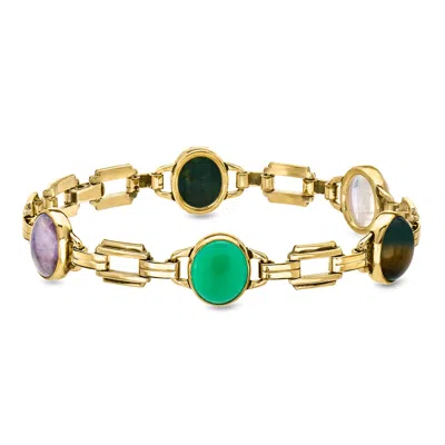 Pre-owned Ross-simons C. 1960 Vintage Multi-gemstone Gold-filled Bracelet