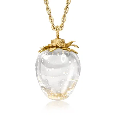 Pre-owned Ross-simons C. 1960 Vintage Simulated Quartz Strawberry Pendant Necklace In 18kt Yellow Gold