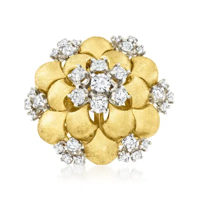 Pre-owned Ross-simons C. 1970 Vintage 1.15 Ct. T.w. Diamond Flower Ring In 14kt Yellow Gold
