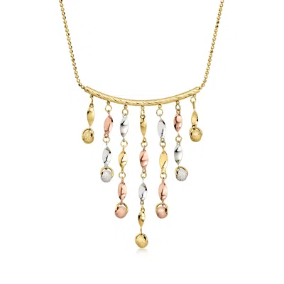 Pre-owned Ross-simons C. 1970 Vintage 14kt Tri-colored Gold Multi-drop Necklace In Gold,silver,pink