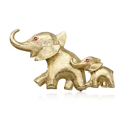 Pre-owned Ross-simons C. 1970 Vintage 14kt Yellow Gold Elephants Pin