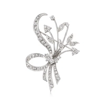 Pre-owned Ross-simons C. 1970 Vintage 1.75 Ct. T.w. Diamond Floral Spray Pin In 14kt White Gold In Silver
