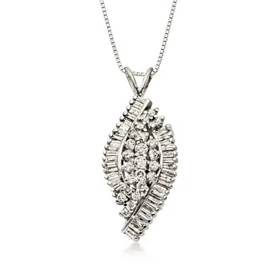 Pre-owned Ross-simons C. 1970 Vintage 3.00 Ct. T.w. Diamond Cluster Pendant Necklace In 14kt White Gold In Silver