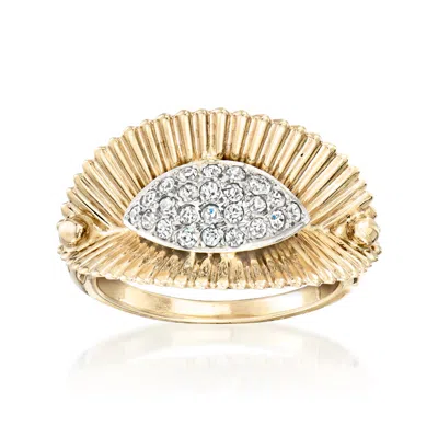 Pre-owned Ross-simons C. 1970 Vintage .40 Ct. T.w. Diamond Fan Ring In 14kt Yellow Gold