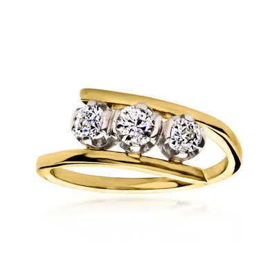 Pre-owned Ross-simons C. 1970 Vintage .55 Ct. T.w. Diamond Three-stone Ring In 18kt Yellow Gold
