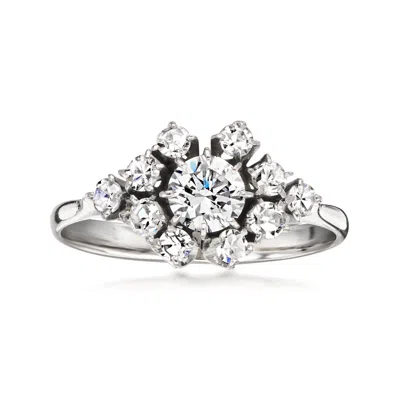 Pre-owned Ross-simons C. 1970 Vintage .75 Ct. T.w. Diamond Cluster Ring In Platinum In Silver