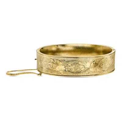Pre-owned Ross-simons C. 1970 Vintage Etched Bangle Bracelet In Silver