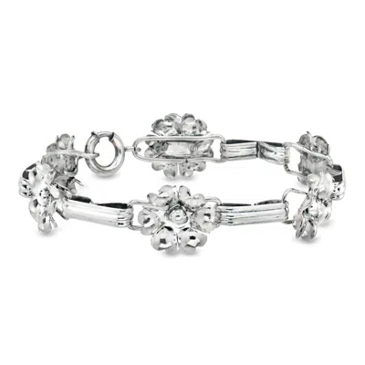 Pre-owned Ross-simons C. 1970 Vintage Sterling Silver Floral Link Bracelet