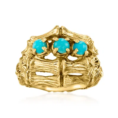 Pre-owned Ross-simons C. 1970 Vintage Turquoise Ring In 14kt Yellow Gold